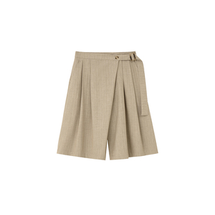 BALIANG捌梁〔更迭〕叠褶A字腰带阔腿伞裙裤休闲西装短裤五分中裤