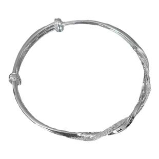 S999足银缠绕手镯莫比乌斯推拉可调节手环轻奢感磨砂质感女新版潮