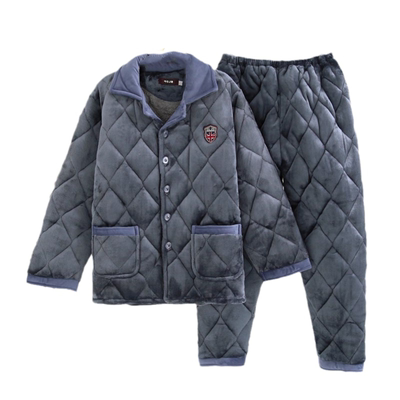 夹棉珊瑚绒可外穿保暖男冬季睡衣