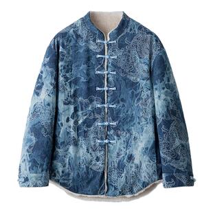 国风新中式两面穿衬衫外套男士颗粒绒羊羔毛皮草潮牌皮毛一体大衣