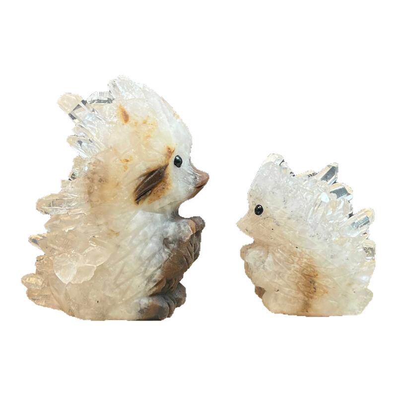 新品天然水晶白水簇刺猬雕刻件办手链