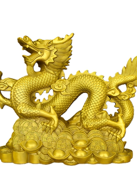 多宝龙黄铜五爪金龙招财摆件