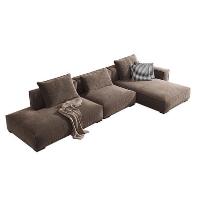 意式极简磨砂绒直排贵妃沙发