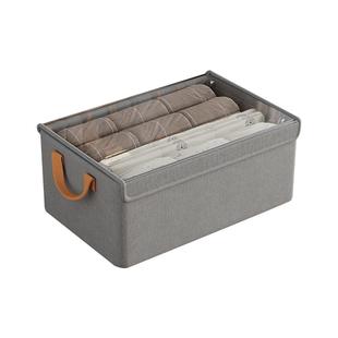 衣柜衣服收纳筐家用放衣物裤子分层整理箱布艺带盖折叠储物神器盒