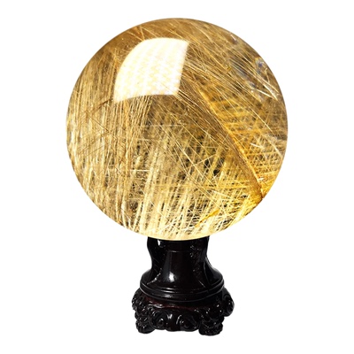 天然金发晶单珠原石打磨