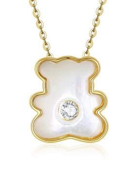 小熊项链女夏设计感白七夕送礼物