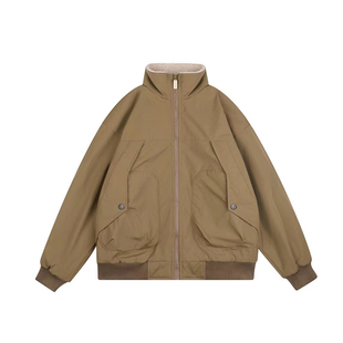 Nobobodyknows日系复古防风户外保暖内里羊羔毛棉服工装立领外套