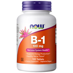 NOW维生素B1片健康神经组织系统助力消化脚部清爽100mg100片诺奥