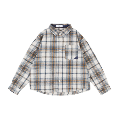 DK格纹休闲衬衫翻领潮流开衫磨毛