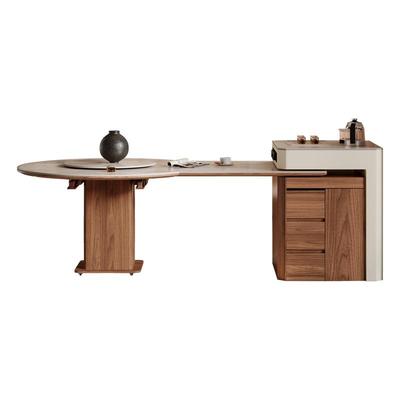 洞石岩板岛台餐桌一体可伸缩