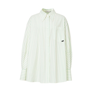 艾诺丝雅诗新品通勤百搭宽松全棉白条纹衬衫上衣女30321056