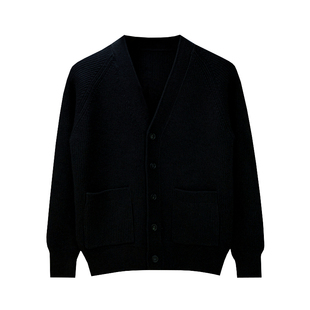 老钱风男装高级纯色毛衣外套男冬季新款加厚保暖上衣开衫针织衫男