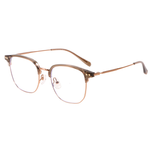 超轻钛架半框眼镜女近视可配有度数男大框显脸小眼睛镜架大脸显瘦