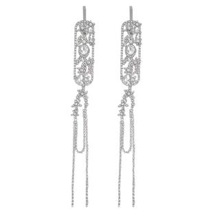 新中式银色满钻流苏发夹民族风发饰小众设计镶钻夹子精致轻奢配饰