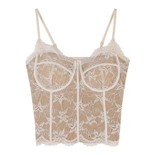 馨帮帮Bra 法式蕾丝骨线保暖吊带背心女胸垫一体修身内搭外穿美背