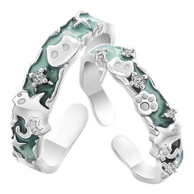 VIVIWELL淘气猫可爱S925银对戒