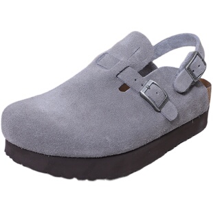 东园物作DYOWOZ半包头凉拖鞋女厚底增高勃肯软木鞋日系两穿一脚蹬