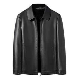 绵羊皮辛集海宁男士真皮皮衣外套新款2025爆款秋冬款加绒皮夹克男