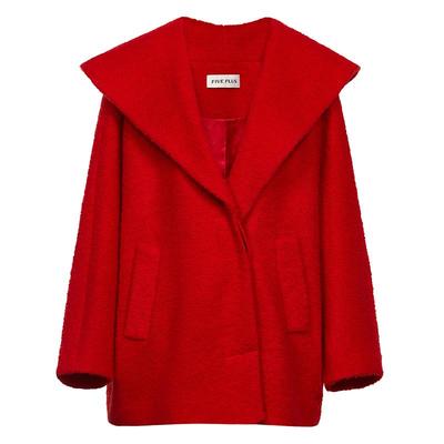 FIVEPLUS连帽大翻领毛呢大衣