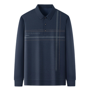 中老年男士长袖t恤爸爸春装上衣中年人商务polo衫2026春秋季新款