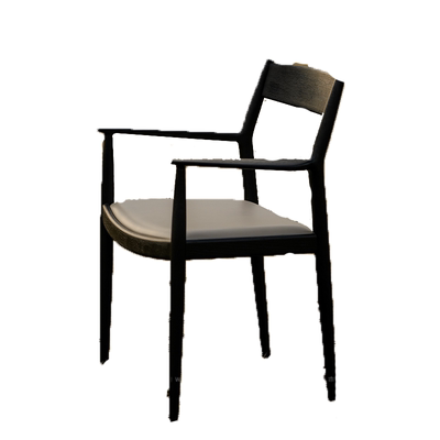 木一生｜船桨椅 书桌主椅餐桌椅纳帕皮软垫坐面纯实木休闲椅