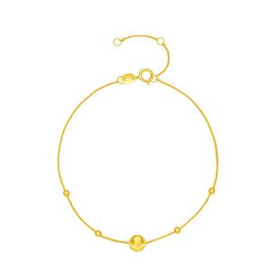 周六福猫眼金珠手链女金珠黄18K金手饰多彩金Au750新年礼物送女友