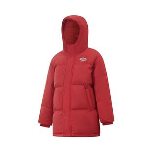 李宁官方旗舰正品男童女童大童新年红色常规短羽绒服舒适保暖外套
