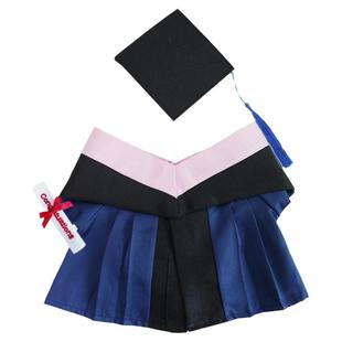毕业公仔袍硕士服玩偶小熊labubu学士服理科文科工科学士帽蓝黑袍