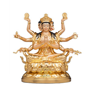 康盛佛缘斗姆星君铜贴金神像摆件