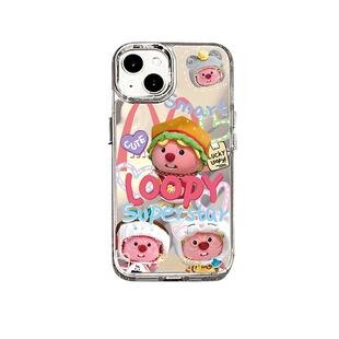 露比loopy可爱卡通iPhone17pro小海狸16适用苹果15手机壳14镜面13Promax补妆镜子12全包网红高级感plus女潮xs