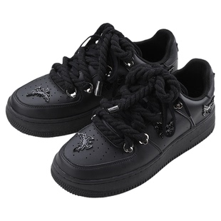 韩桥日记 原创小众ins个性蝴蝶休闲板鞋百搭黑色运动鞋子厚底男女