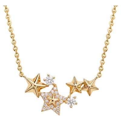 FETTERO金色璀璨星群项链女2026新款爆款时尚锁骨链精致独特礼物