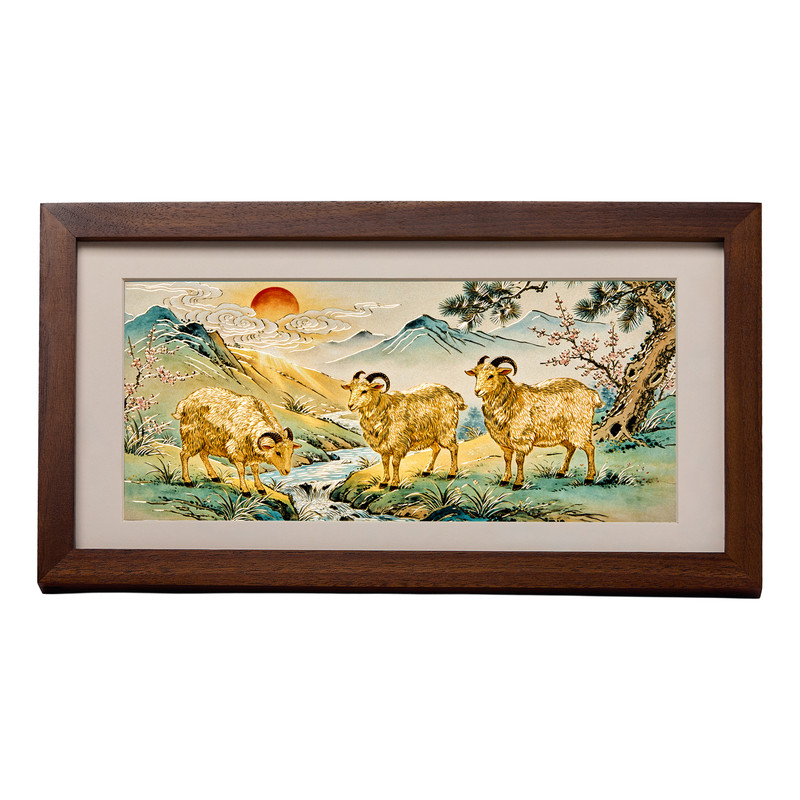 礼师傅《三阳开泰》铜雕装饰画羊年生肖非遗摆件新年贺岁纪念礼品