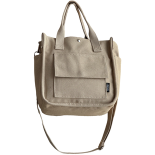 原创自制加厚有型多口袋学生便当餐盒包简约百搭手拎斜挎托特包女