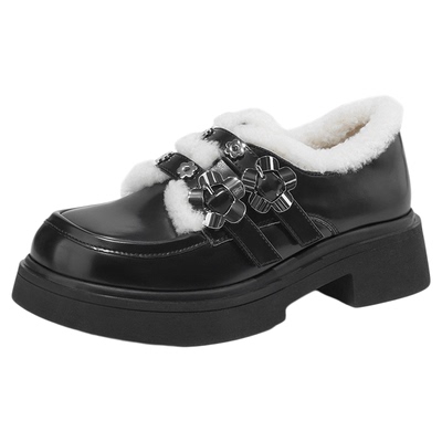 达芙妮女鞋正品！加绒厚底乐福鞋