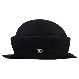 100%羊毛~程潇同款卷边黑色礼帽复古高级感显脸小贝雷帽盆帽子冬