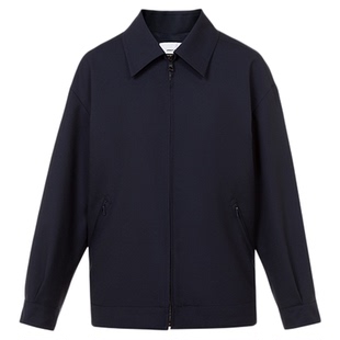 朗姿藏蓝色复古文雅夹克短外套/短裤女通勤高级感2025年冬季新款