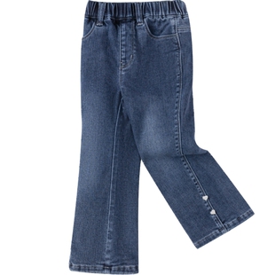 巴拉巴拉女童加绒牛仔裤中大童宝宝喇叭裤秋冬款童装儿童裤子长裤