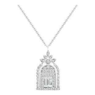 轻奢时尚高级感幸运幸福之门项链S925纯银任意门满钻鸟笼锁骨链女