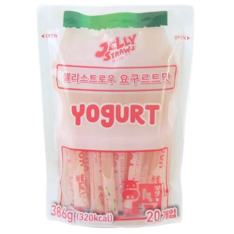 韩国进口JELLYSTRAWS酸奶味乳酸菌果冻条形果冻可吸儿童零食386g