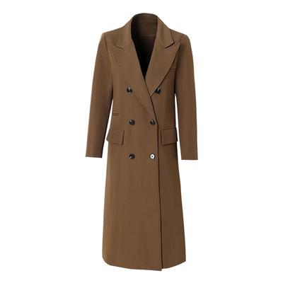 海青蓝中长款风衣外套