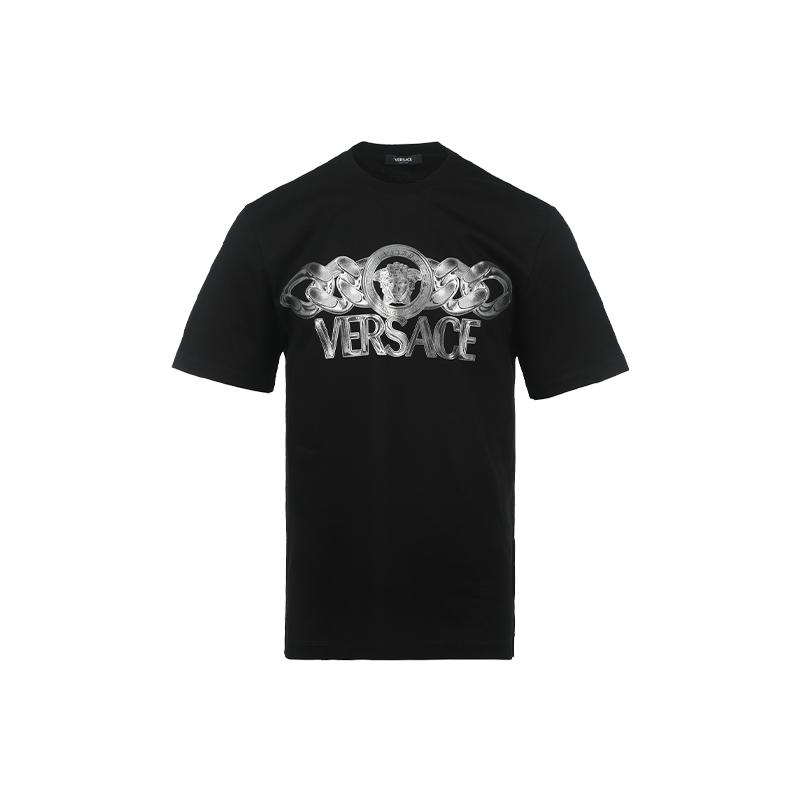 【自营】Versace/范思哲男士字母印花宽松休闲圆领短袖套头T恤