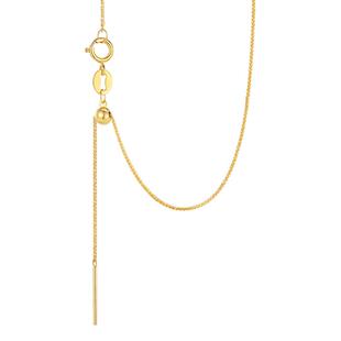 周大生黄18K金项链彩金锁骨链肖邦链针式百搭素链送女友新年礼物