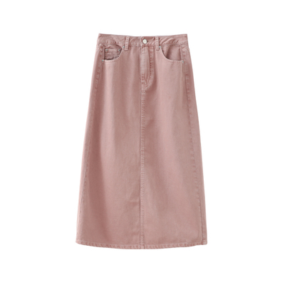 popchrio拉毛粉色a字牛仔半身裙