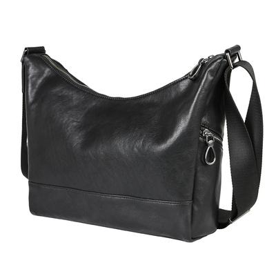 古造男植鞣头层牛皮hobo斜挎背包