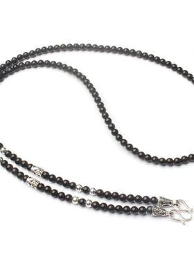 黑曜石佛牌链子泰伽纯银彩眼