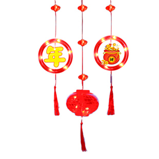 过新年气氛彩灯串灯春节发光红灯笼装饰户外阳台窗户场景布置挂件