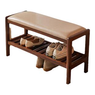 家逸全实木换鞋凳软包穿鞋凳门口进门玄关凳子家用长凳可坐长条凳