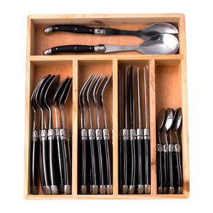 西餐刀叉勺套装黑色柄法国Laguiole餐具牛排刀叉勺套装家用餐具