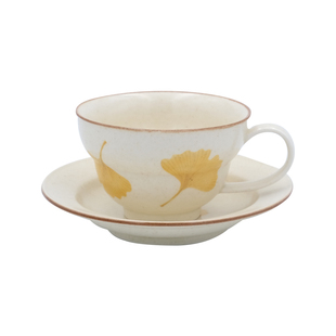 旷野集手作 银杏咖啡杯碟套装景德镇陶瓷拿铁杯拉花专用250ml礼盒